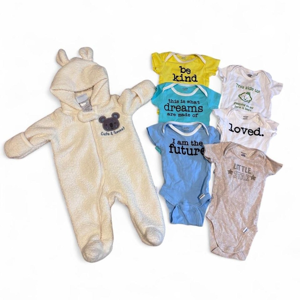 7PC Unisex Baby Bundle 0-3M - 6 Onesies & Koala full body suit